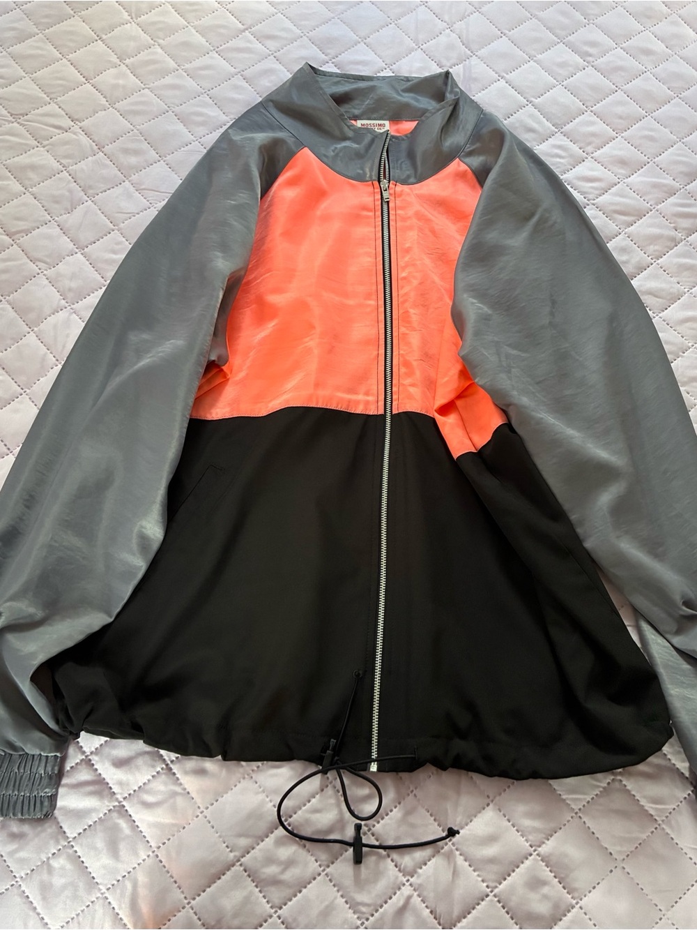 Mossimo Supply Co. Coral, Gray & Black Colorblock Bomber Jacket